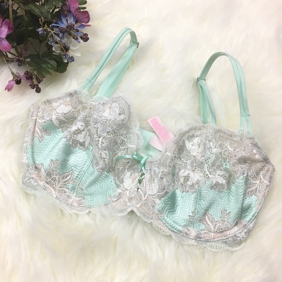 Victoria's Secret Other - VS Mint Rhinestone Very Sexy Unlined Demi Bra 34DD